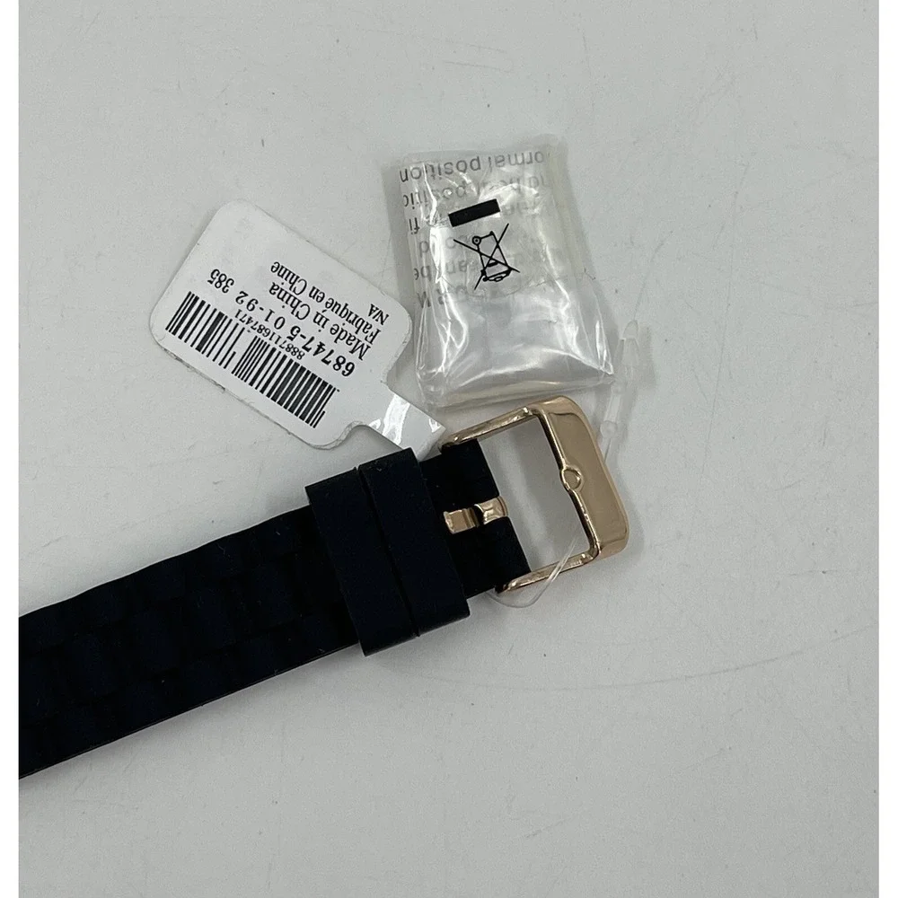 Women's Rose‎ Gold Tone Claire's watch, Black Poly Band Crystal Accents